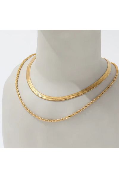 Siya Silver Double Steel Necklace-Steel Necklace with Auger and Italian Chain