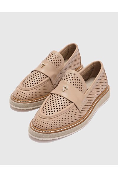 İLVİ Lonescu Hakiki Deri Kadın Vizon Loafer Ayakkabı