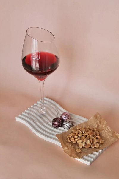 beautystyle Beige 25 cm Wave Model Concrete Presentation, Display Tray, Decorative Tray, Gift