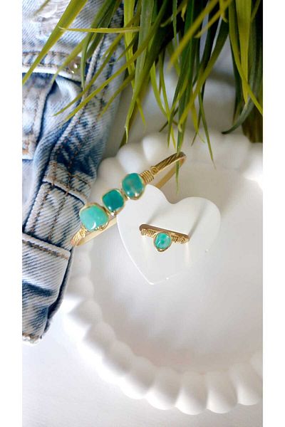 ZeynDesign Quartz Natural Stone Bracelet and Ring Set