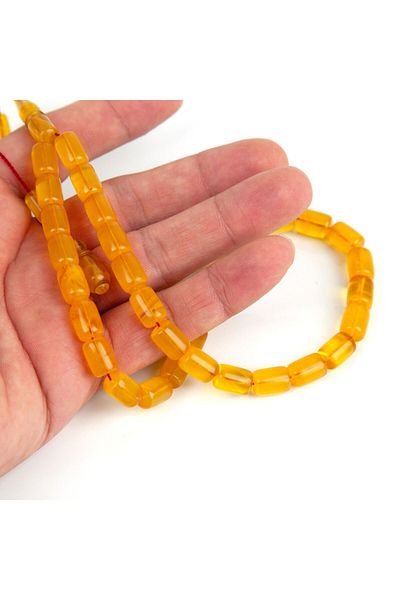 LapisDo Squeeze Amber Capsule Cut 8X10.5Mm Rosary