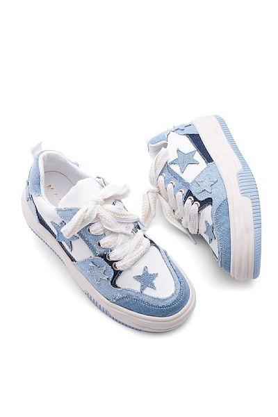 Marjin Pantofi de damă cu talpă înaltă pantofi sport Bilev Blue Denim