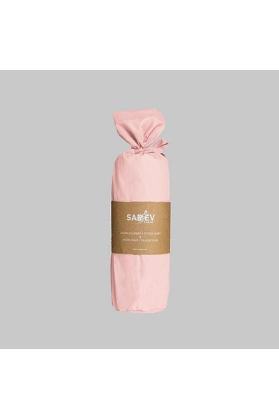 Sarev Pink Single 100% Cotton 120X200 cm 1 Piece Pillowcase Fitted Sheet Set