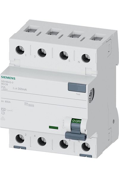 Siemens 5Sv4612-0 Fault Current Protection Switch-Fi (Residual Current Protection Relay) 25A 230V 300Ma Monophase Phase+Neutral