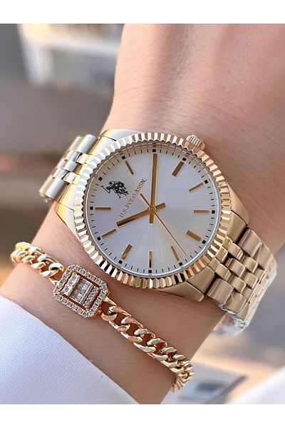 U.S. Polo Assn. U.S.Polo Assn Steel Cord 5 Atm Water Resistant Women's Wristwatch+Bracelet as Gift Uspa.2103.S06