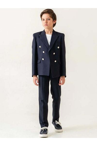 Zekids Boy's Double Breasted Cut Blazer 3-Piece Sports Suit