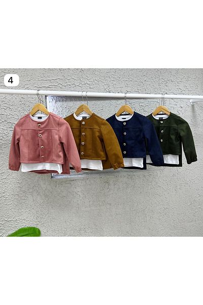 TAYFAKİDS Suede Jacket Skirt Girl Suit Triple Combination Holiday