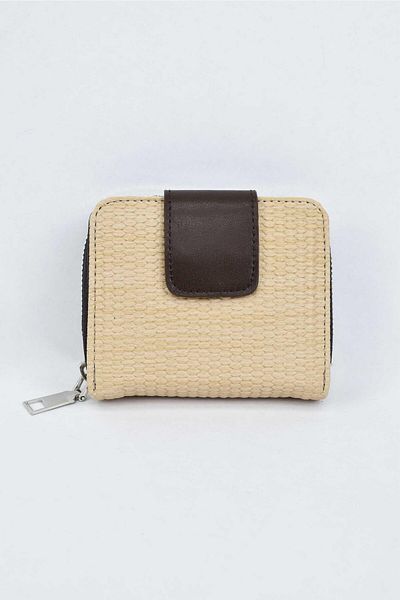 birizmoda Дамски портфейл от кожа с тик-так принтиране - горчиво кафяв