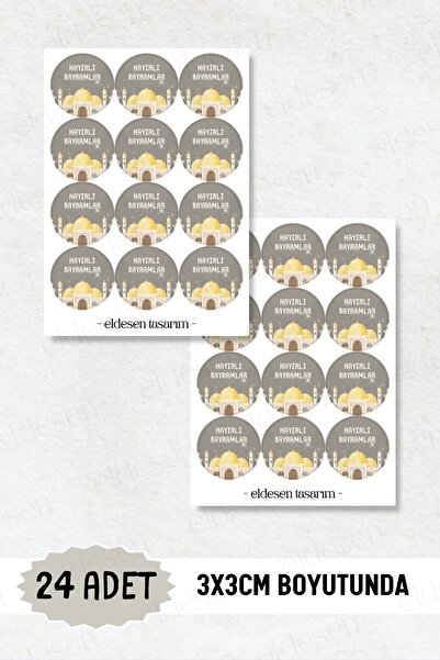 Eldesen Tasarım 24 Adet Ramazan Bayramı, Kurban Bayramı, Paketleme Etiket, İy...