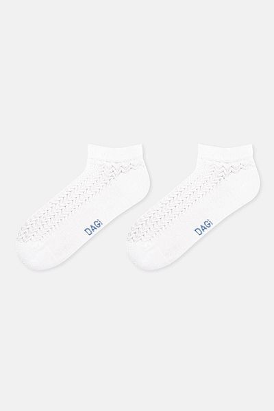 Dagi White-Indigo Women's 2-Piece Zigzag Patterned Bamboo Booties Socks