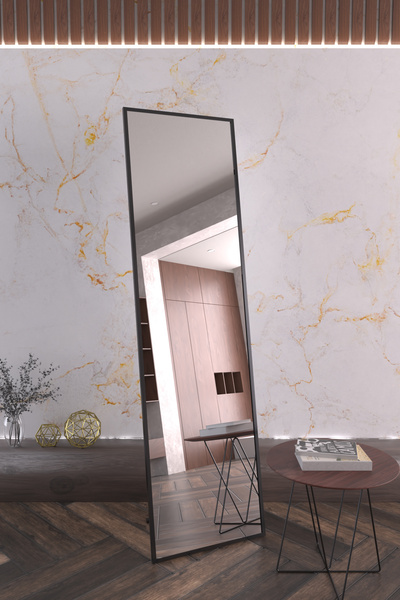 Victor Vallery 180*50 Siyah Metal Çerçeveli Ayaklı Influencer Boy Aynası