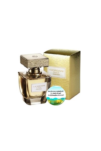 Oriflame Set complet pentru Ea, parfum Giordani Gold Essenza, insotit de insigna cu mesaj motivational