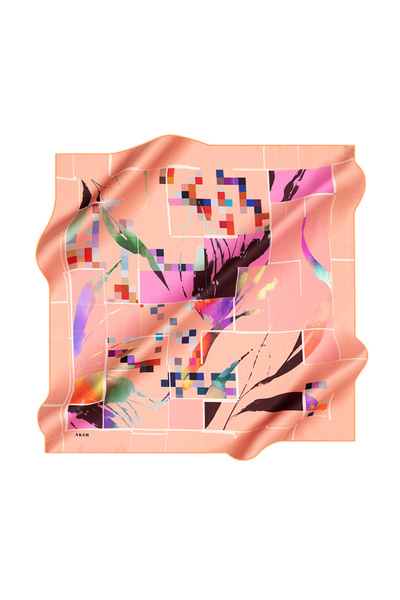 Aker Eșarfă din satin creponat de mătase cu modele geometrice