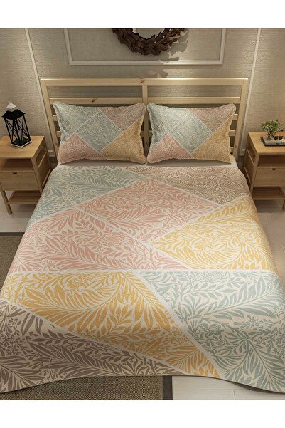 MonoHome Pique Set Cotton Oversize Jacquard Woven Bedspread Mix Leaf