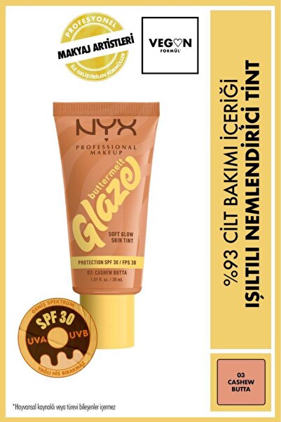 NYX Professional Makeup Buttermelt Glaze Işıltılı Nemlendirici Tint - 03 Cash...