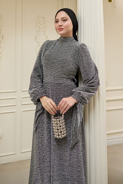 InStyle Φόρεμα Buzy Grey με πέτρες