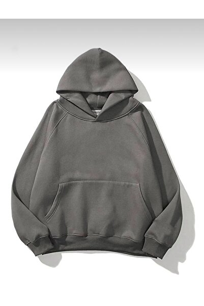 BLYDE LAYY سويت شيرت نسائي بغطاء للرأس مقاس 3 خيوط مدخن كبير الحجم بدون طباعة