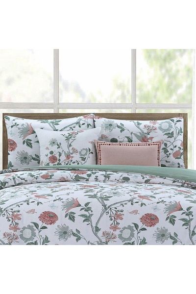 Orange Bed & Bath طيور | طقم لحاف مزدوج من القطن بنسبة 100% مكون من 8 قطع