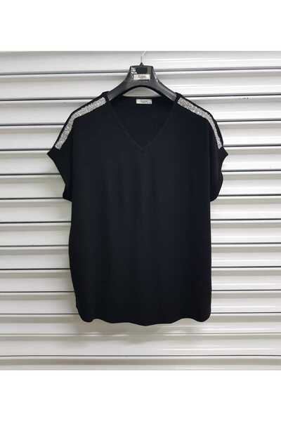 Esina Γυναικεία μπλούζα βισκόζης με πέτρινη λεπτομέρεια