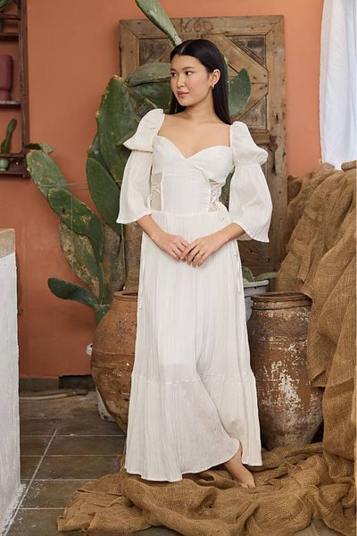 Neşeli Butik Women Summer Seersucker Long Dress Nbdm6014