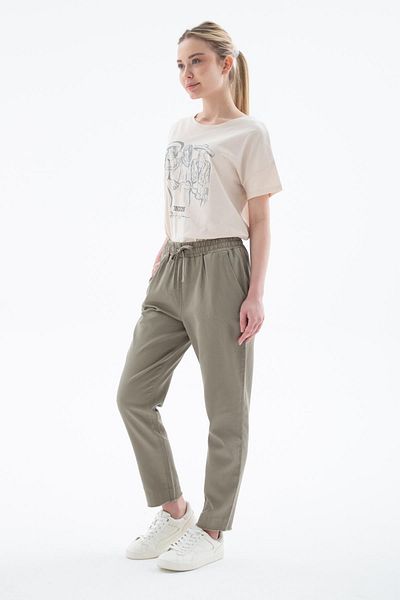 Fashion Friends Comfortable Tasseled Trousers Khaki