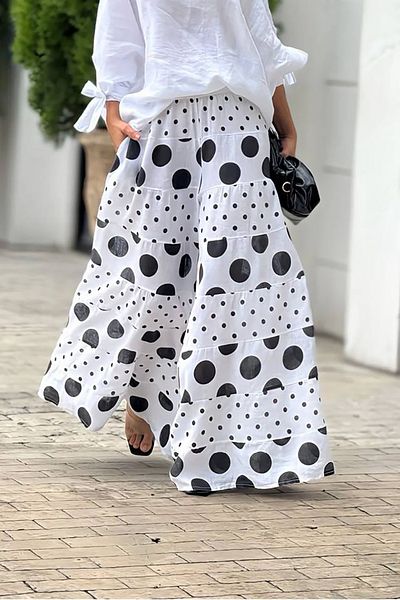 Neşeli Butik Women Linen Polka Dot Print Double Set Nbemp2480