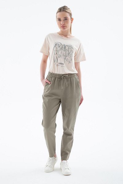 Fashion Friends Comfortable Tasseled Trousers Khaki
