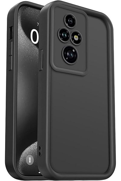Fibaks حافظة لهاتف Honor 200 Pro مع حماية للكاميرا، غطاء سيليكون أسود ناعم الملمس ممتص للصدمات