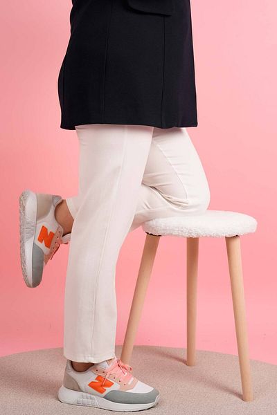 03KIZKULESITEKS Women's Slim Fit Carrot Pants Waist Elastic Pants White