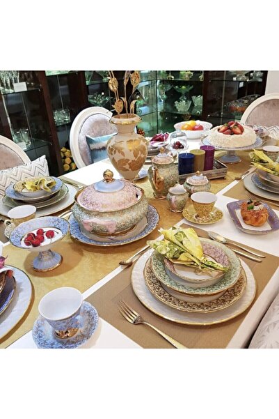 Aless Italyan S. Clairy Altın El Boyama 74 Parça Yemek Takımı Özel Yapım