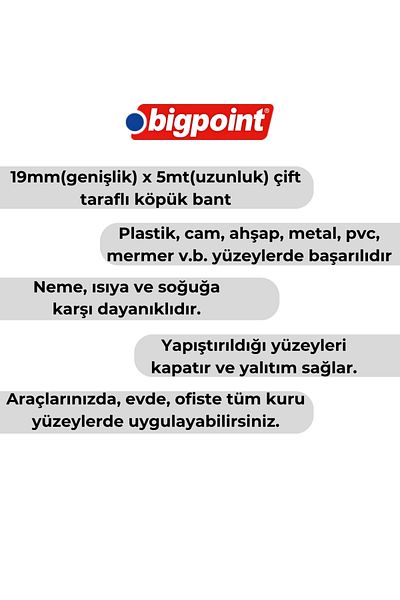 Bigpoint Double Sided Foam Hotmelt Base Tape, 19 mm X 5 M, Ideal for Mounting
