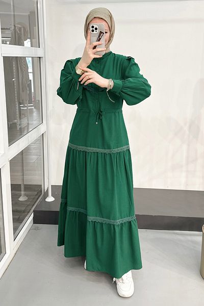 ModaSelin Ms334 Lace Judge Collar Emerald Dress