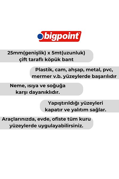 Bigpoint |   Double Sided Foam Hotmelt Base Tape, 25 mm X 5 M, Ideal for Mounting