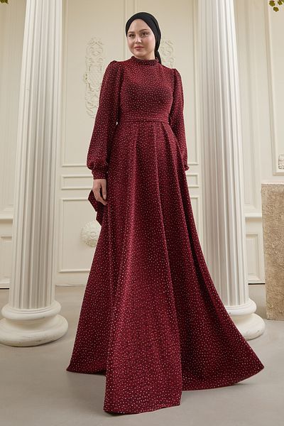 InStyle Βραδινό φόρεμα Buzy Red με παγιέτες και πέτρες