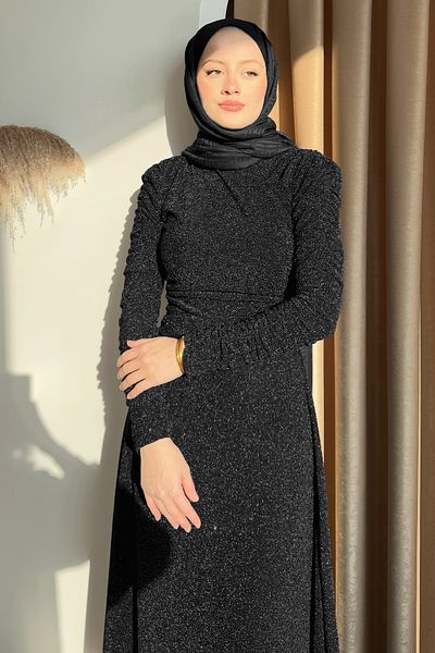 InStyle Ασημί Διπλό Μαύρο Φόρεμα