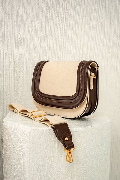 LAMİNTA Geantă de damă Bella Bitter Brown Linen Crossbody