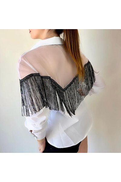 delta online Silky Women's Tassel Detail Poplin Shirt Blouse Opportunity Product