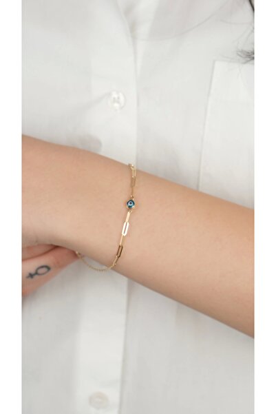 Arpaş 14 Ayar Altın Ataç Zincirli Boncuk Bileklik