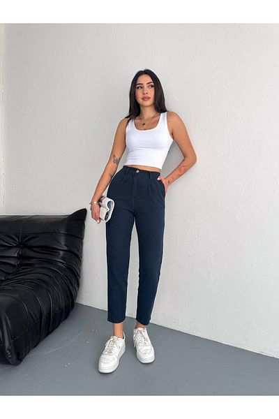 Noa Noa Single Button Slim Leg Linen Trousers