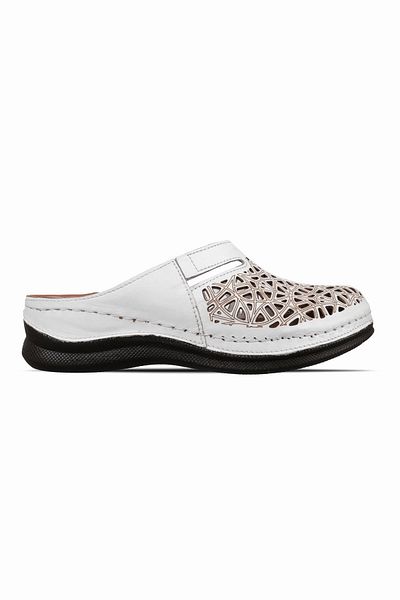 Lal Shoes & Bags Papuci cu toc cu pană Faroser din piele naturală pentru femei - alb