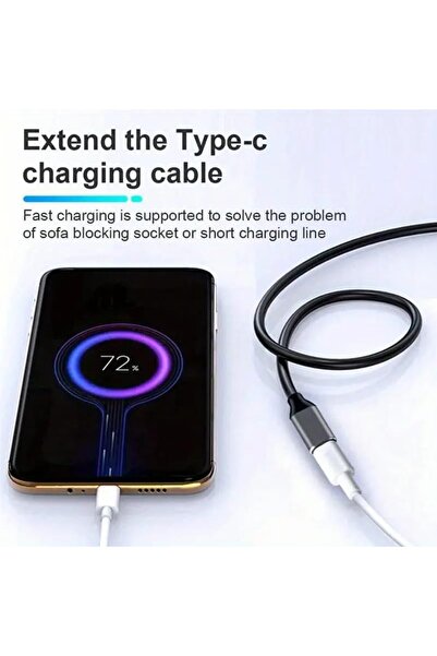 Daytona Fc-k09 Type-c Usb-c Male Erkek To Type-c Dişi Female Uzatma Şarj Data Kablosu-0.5m