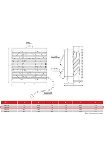 Bahçıvan Bpp 20 Çift Yönlü Plastik Aspiratör (HAVALANDIRMA FANI)