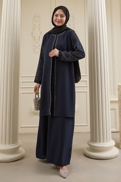 InStyle Κεντημένο Κάλυμμα Λεπτομέρεια Navy Blue Ferace