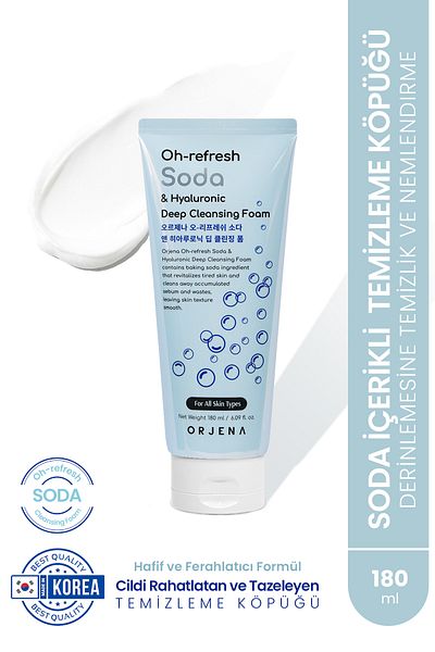 Orjena Oh-Refresh Soda and Hyaluronic Cleansing Foam - 180ml Moisturizing Foam