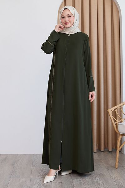 InStyle Χακί φούστα με πολύχρωμη ρίγα