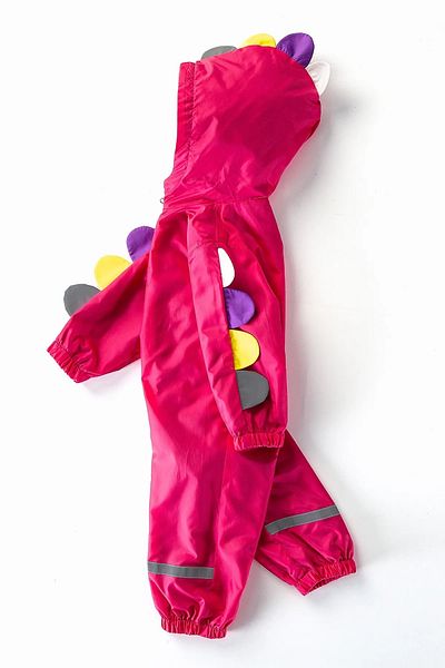 DeKuBaby New Season Dinosaur Sequined Hooded Cotton Lined Baby & Kids Raincoat Jumpsuit Coat