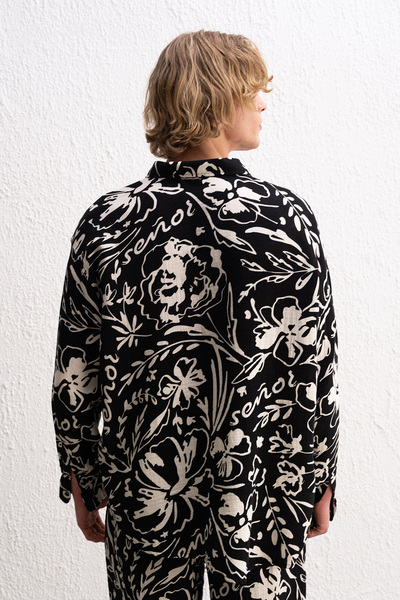 GIESTO ΜΑΥΡΟ ΠΟΥΚΑΜΙΣΟ ΜΕ ΣΧΕΔΙΟ ΛΟΥΛΟΥΔΙ