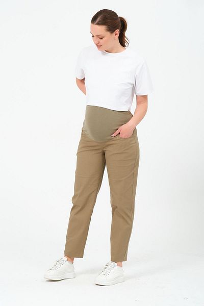 BUSA Mom Fit Canvas Pants Maternity Friendly Stretchy Waist Adjustable Band