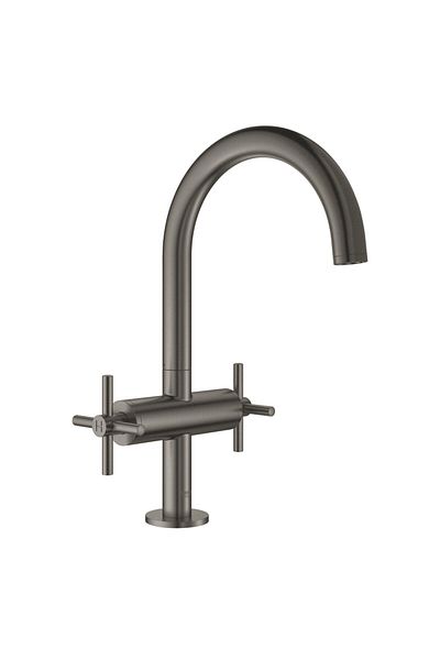 Grohe Baterie lavoar Grohe Atrio, pipa pivotanta, aerator, limitator, set ventil Push-Open 1/4, Grafit