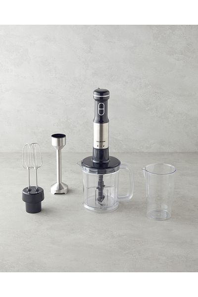 English Home MBS 3010 طقم خلاط صغير 4 شفرات 1500 وات أسود-كروم